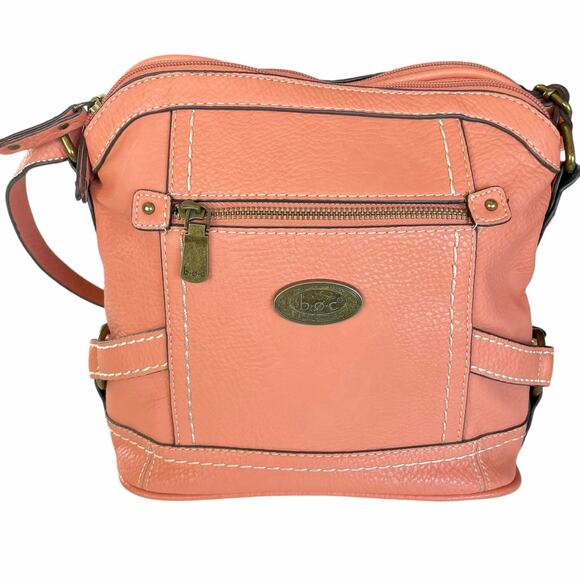 Born Concept Apricot Crossbody Shoulder Bag Multi-Section Pebbled Faux Leather - Picture 1 of 12